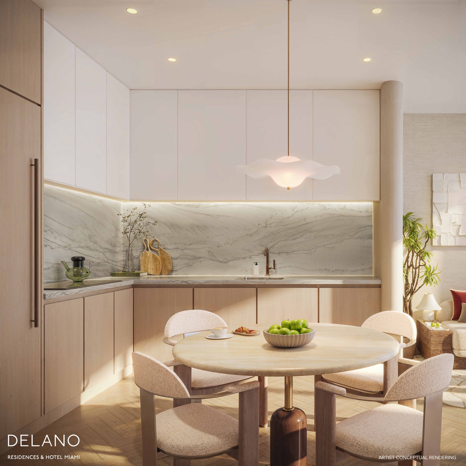 Collection kitchen — custom cabinetry by Meyer Davis, Italkraft fabrication, Sub-Zero and Wolf appliances.